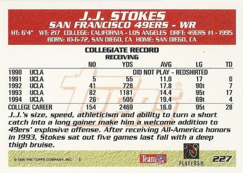 1995 Topps - Carolina Panthers #227 J.J. Stokes Back