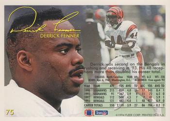 1994 Fleer #75 Derrick Fenner Back