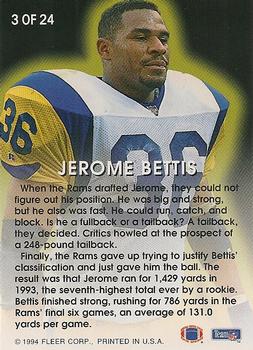1994 Fleer - Fleer All-Pros #3 Jerome Bettis Back