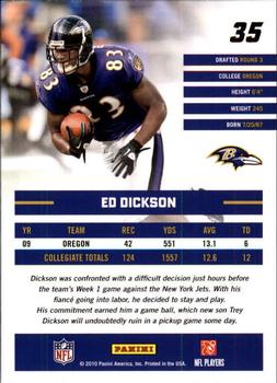 2010 Donruss Rated Rookies #35 Ed Dickson Back