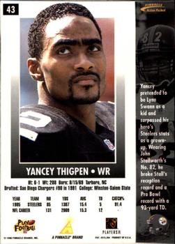 1996 Action Packed - Artist's Proofs #43 Yancey Thigpen Back