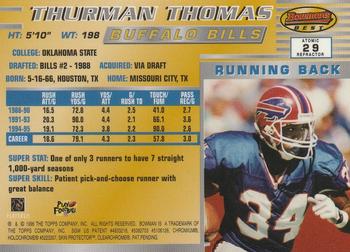 1996 Bowman's Best - Atomic Refractors #29 Thurman Thomas Back