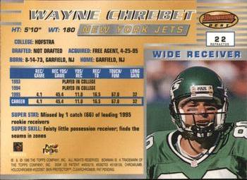 1996 Bowman's Best - Refractors #22 Wayne Chrebet Back
