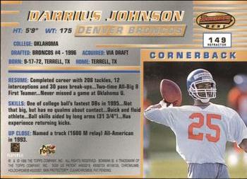 1996 Bowman's Best - Refractors #149 Darrius Johnson Back