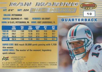 1996 Bowman's Best - Super Bowl XXXI #10 Dan Marino Back