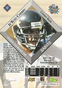1996 Classic NFL Rookies - Gold #47 Je'Rod Cherry Back