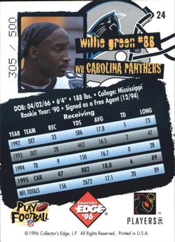 1996 Collector's Edge - Holofoil #24 Willie Green Back