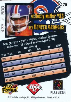 1996 Collector's Edge - Holofoil #70 Anthony Miller Back