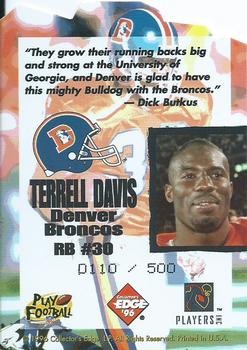 1996 Collector's Edge - Ripped Die Cuts #3 Terrell Davis Back
