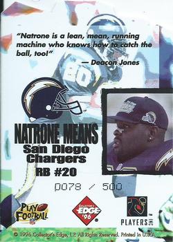 1996 Collector's Edge - Ripped Die Cuts #10 Natrone Means Back