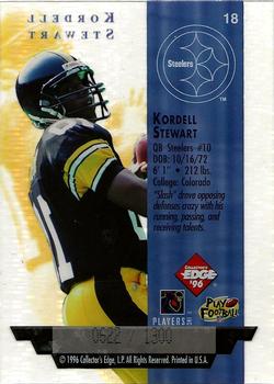 1996 Collector's Edge President's Reserve - Air Force One Jumbos #18 Kordell Stewart Back