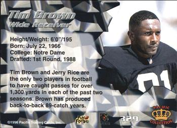 1996 Pacific - Blue #329 Tim Brown Back