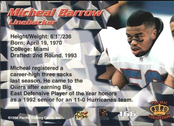 1996 Pacific - Red #166 Micheal Barrow Back