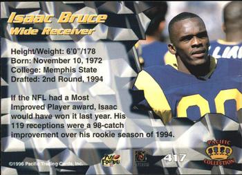 1996 Pacific - Red #417 Isaac Bruce Back