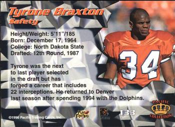 1996 Pacific - Silver #133 Tyrone Braxton Back