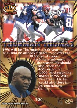 1996 Pacific Invincible - Platinum Blue #I-20 Thurman Thomas Back
