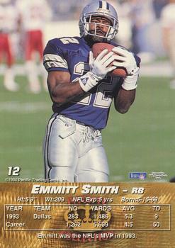 1994 Pacific #12 Emmitt Smith Back