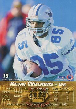 1994 Pacific #15 Kevin Williams Back