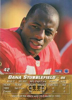 1994 Pacific #42 Dana Stubblefield Back