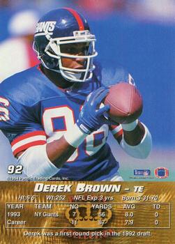 1994 Pacific #92 Derek Brown Back