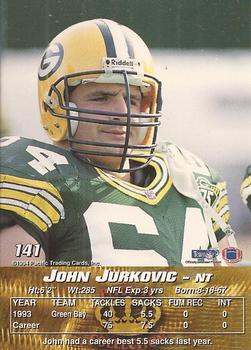 1994 Pacific #141 John Jurkovic Back