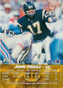 1994 Pacific #215 John Friesz Back