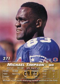 1994 Pacific #371 Michael Timpson Back