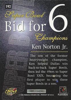 1996 Pinnacle - Artist's Proofs #192 Ken Norton Jr. Back