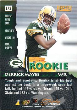 1996 Pinnacle - Trophy Collection #173 Derrick Mayes Back