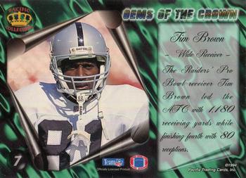 1994 Pacific - Gems of the Crown #7 Tim Brown Back