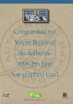 1996 Pro Line - Autographs Blue #NNO Andre Johnson Back