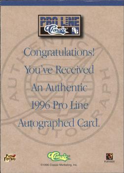 1996 Pro Line - Autographs Blue #NNO Tommy Maddox Back