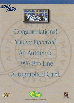 1996 Pro Line - Autographs Gold #NNO Tony Banks Back