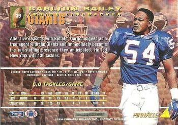1994 Pinnacle #39 Carlton Bailey Back