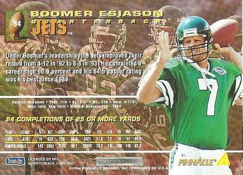 1994 Pinnacle #94 Boomer Esiason Back