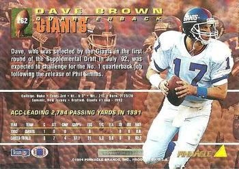 1994 Pinnacle #262 Dave Brown Back
