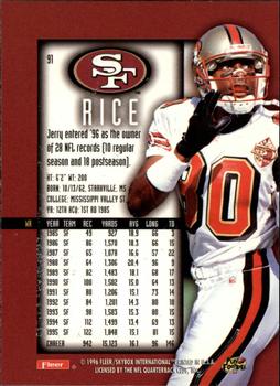 1996 Ultra Sensations - Marble Gold #91 Jerry Rice Back