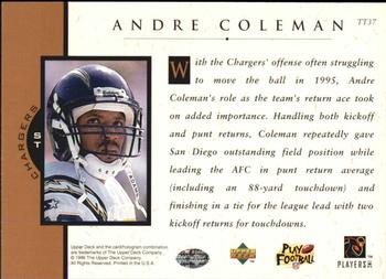 1996 Upper Deck - Team Trio #TT37 Andre Coleman Back