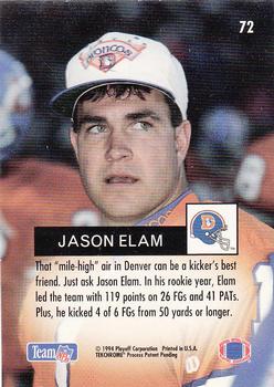1994 Playoff #72 Jason Elam Back