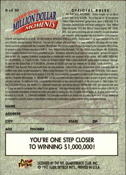 1997 Fleer - Million Dollar Moments Game Cards #8 John Elway Back