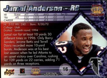 1997 Pacific Crown Collection - Copper #16 Jamal Anderson Back