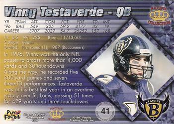 1997 Pacific Crown Collection - Copper #41 Vinny Testaverde Back