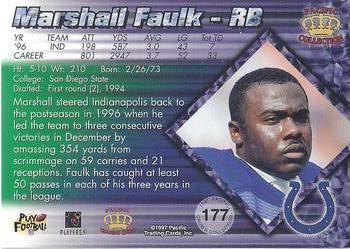 1997 Pacific Crown Collection - Copper #177 Marshall Faulk Back