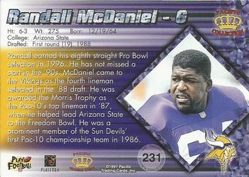 1997 Pacific Crown Collection - Copper #231 Randall McDaniel Back