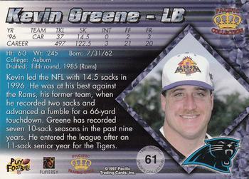 1997 Pacific Crown Collection - Platinum Blue #61 Kevin Greene Back