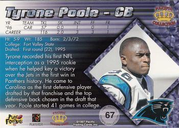 1997 Pacific Crown Collection - Silver #67 Tyrone Poole Back