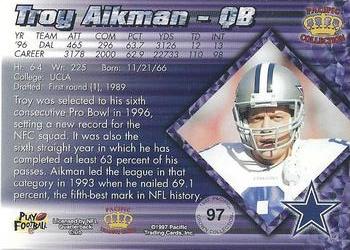 1997 Pacific Crown Collection - Silver #97 Troy Aikman Back