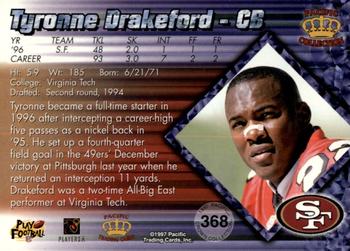 1997 Pacific Crown Collection - Silver #368 Tyronne Drakeford Back