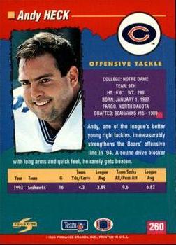 1994 Score #260 Andy Heck Back