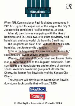 1994 SkyBox Impact #272 Jacksonville Jaguars Back